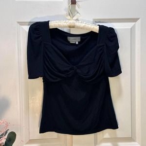 Small Anthropologie Twist Front Blouse - Black